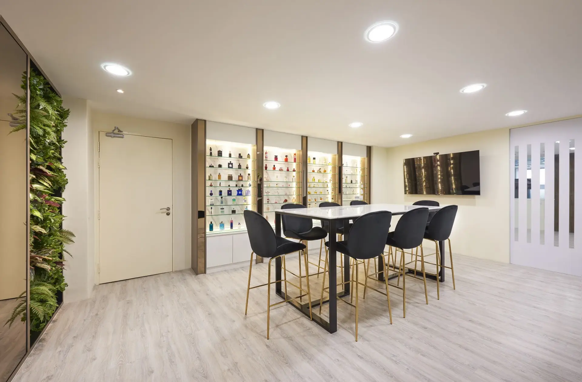 Open plan collaboration zone and office lounge area featuring custom interior design company singapore at Bell Flavors & Fragrances Singapore.