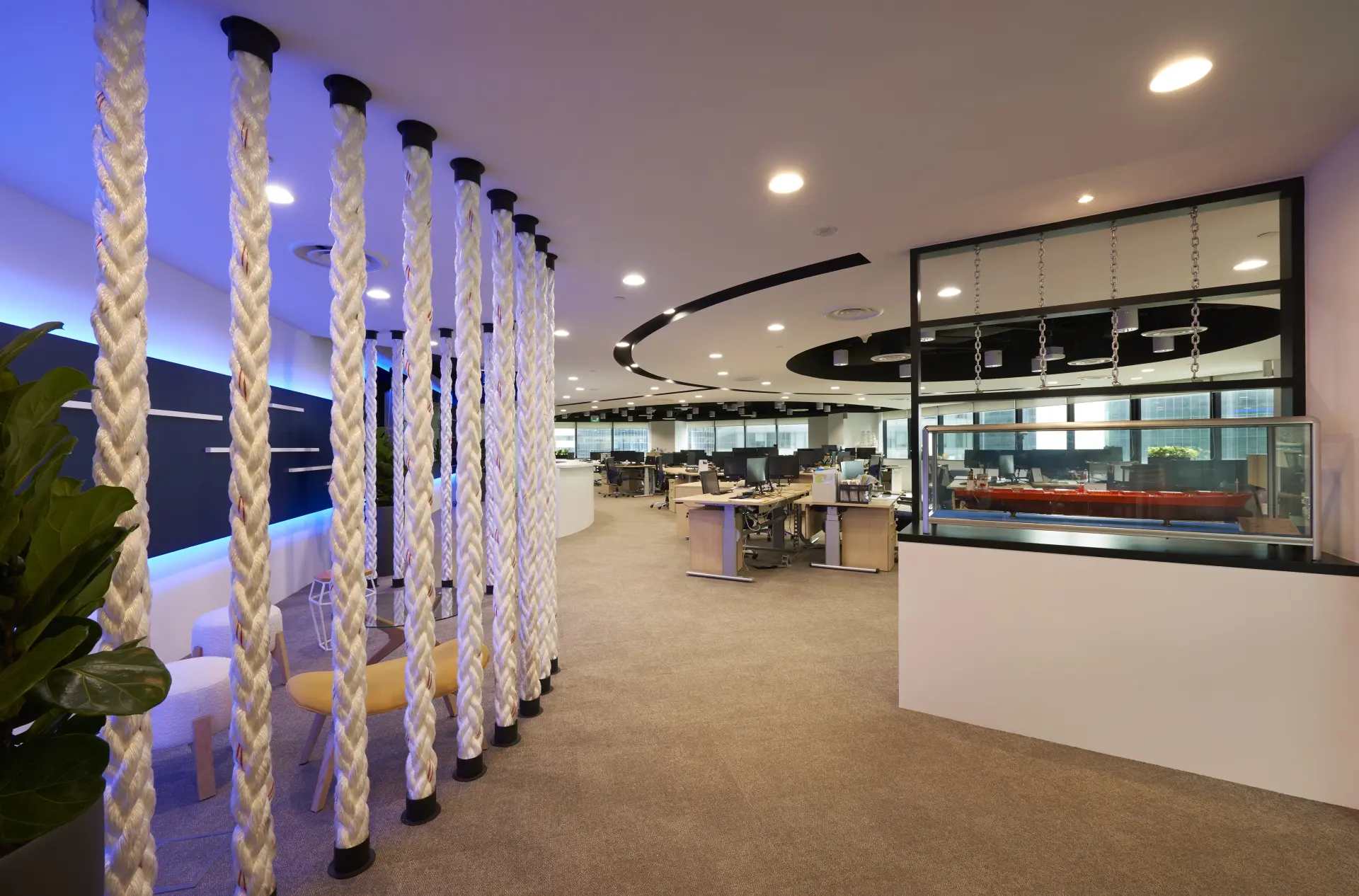 Modern corporate office interior execution by Earnest, demonstrating high-quality corporate office interior design at Torvald Klaveness.